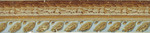 Bordüre mit diagonal stehenden Lorbeerblättern und einem Wulst mit verziertem Blattstab in hellen Brauntönen auf türkisem Grund Kat.Nr. 73 (Arnold-Katalog)