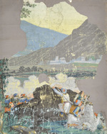 Panoramatapete, "Les vues de la Grèce moderne ou les Combats des Grecs", Fragment 1er tableau, Bahn 1-5