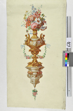 Füllstück mit barockisierender Wandvase und Blumenarrangement
