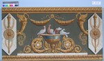 Sockeltapete mit Motiv des Taubenmosaiks aus Tivoli umgeben von goldenen Akanthusspiralen und Blütenfestons