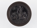 Mit einem Medaillenstempel geprägter schwarzer Spielstein: Medaille auf die Siege über die Franzosen und Türken, Kaiser Leopold I., Medailleur: P.H. Müller