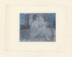 Weiblicher sitzender Akt in Blau