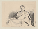 Sitzender Mann, rückseitig: zwei Porträtskizzen