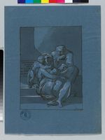 Heilige Familie mit Johannesknaben, rückseitig Skizze einer thronenden Fortuna Redux