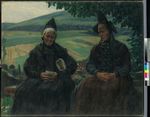 Zwei Bäuerinnen in hessischer Landschaft