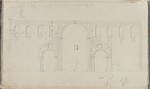 Bad Hersfeld, Stiftskirche, Bauaufnahme des Querschiffs, Aufriß der Westmauer, Detailskizzen (recto); Grundrißskizze (verso)