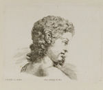 Büste eines Jungen mit gelocktem Haar im Profil nach rechts