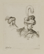 Kopfstudien zweier Polen mit federgeschmückten Mützen