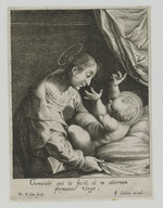 Maria mit dem Christuskind auf einem Kissen