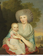 Caroline Juliane Albertine von Schlotheim, spätere Gräfin von Hessenstein, mit Kind