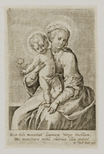 Maria mit dem Christuskind, das eine Rose hält
