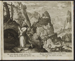 Der Hl. Beatus vor einem Kruzifix betend in einer Landschaft