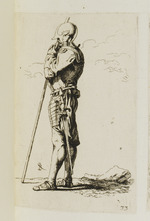 Soldat mit Stab im Profil nach links