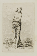 Junge Frau mit nacktem Oberkörper und verschränkten Armen