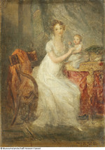 Stephanie Großherzogin von Baden mit Tochter Luise, Skizze
