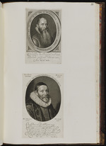 86. | Harbold. Tombergius, Concionator Goudanus, / aet. 51, 1619. / Joh. Wtenbogardus, Concionator. aet. 75, 1632. | ––„–– / ––„–– [M. Mierevelt pinx. W. Delff sc.]