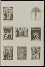 3 | Un Crucifix, la S. Vierge & la Magdelaine, à coté. ... ––,,–– [Une S. Vierge] avec le petit Jesus dans les nues; au bas un Pape priant / & deux Religieux à cotés.