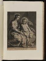 Maria mit Kind, das sich am Rand seiner Wiege aufstützt