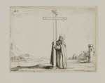 Weibliche Heilige neben dem Kreuz
