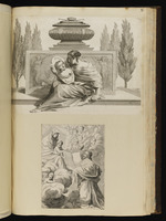 76. | Tombeau ou Mausolée; au bas une femme assise ... / Le Cardinal de Richelieu à genoux presentant un livre à la S. Vierge, gloire d’anges en haut | __ ,, __ / __ ,, __ [Cl. Mellan inv. et sc.]