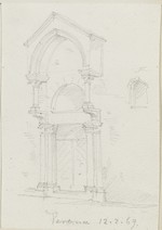 Verona, S. Zeno in Oratorio, Skizze des Portals, perspektivische Ansicht