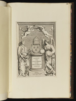 Titelblatt mit dem Wappen des Papstes, einer Muse und Fama