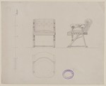 Entwurf für einen Sessel, Vorder- und Seitenansicht, Konstruktionszeichnung