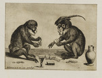 Zwei kartenspielende Affen