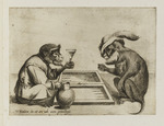 Zwei Backgammon spielende Affen