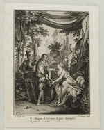 Heinrich IV. verlässt seine Geliebte Gabrielle, die auf einem Sofa sitzt und versucht den König zurückzuhalten