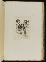 Sitzende Frau mit Kind und zwei Männern
