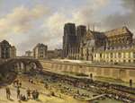 Die Kathedrale von Notre Dame in Paris mit dem linken Seine-Ufer