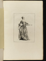 Junge Frau im Profil nach rechts mit ausgestrecktem Arm