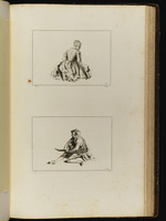 Oben: Sitzende junge Frau in Rückansicht; unten: Auf dem Boden sitzender Mann mit Gitarre