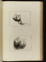Oben: Büste eines Kindes, den Kopf auf den linken Arm gelegt; unten: Büste einer Frau