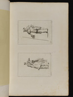 Oben: Mann mit Stab in der linken Hand in Rückansicht; unten: Frau in Rückansicht, den rechten Arm aufgestützt