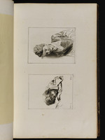 Oben: Halbfigur eines Mädchens mit Hut und Schal; unten: Halbfigur eines Kindes, den Kopf auf den rechten Arm gelegt