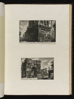 Seite mit zwei Darstellungen: Überreste vom Haus des Niccolò di Rienzo und des Janusbogens im Forum Boarium