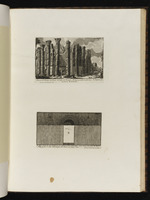 Seite mit zwei Darstellungen: Überreste des Cybele-Tempels und eine Mauer entlang des Tiberufers