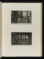 Seite mit zwei Darstellungen: Eine Ansicht des Dolabella-Bogens und eine Innenansicht von S. Stefano Rotondo
