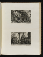 Seite mit zwei Darstellungen: Teilansicht der zweiten Ordnung des Trajansforums und die Trajanssäule
