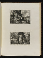 Seite mit zwei Darstellungen: Überreste des Concordia-Tempels und der Vorhalle des Jupiter-Tonans-Tempels