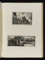 Seite mit zwei Darstellungen: Überreste des Dioskurentempels und der Domus Aurea des Nero