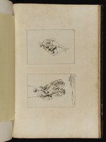 Oben: Sitzender Drehleierspieler; unten: Junge Frau auf einer Schaukel