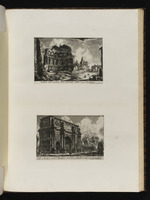 Seite mit zwei Darstellungen: Überreste des Peristyls im Haus des Nero und Ansicht des Konstantinbogens