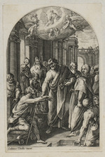 Petrus und Johannes heilen einen Gelähmten an der Schönen Pforte des Tempels