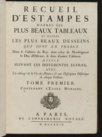 Titelblatt: Sammlung von Drucken nach den schönsten Gemälden und Zeichnungen in Frankreich