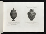 Vase mit Schuppenmuster und Maskenornamenten / Ascheurne mit Hunden und einem Löwen