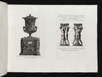 Marmorvase mit Greifen auf einer Ascheurne / Zwei Ansichten einer Frauengruppe, eine Vase stützend