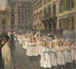 Huldigung der Kasseler Mädchenschulen an Kaiser Wilhelm I. auf dem Friedrichsplatz